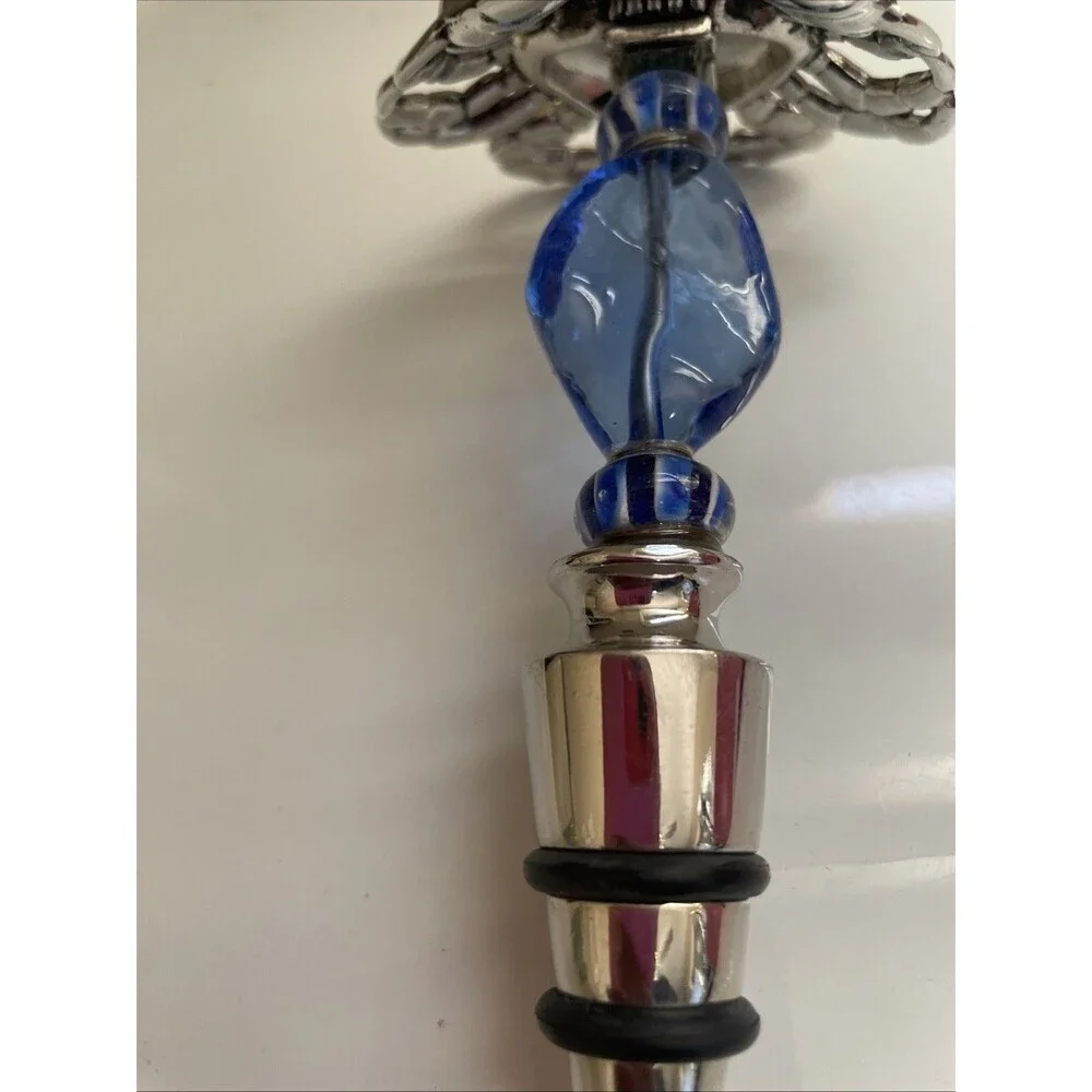 Metal Crab Blue  Art Glass Wine‎ Bottle Stopper Crustacean Zodiac Sign Cancer
